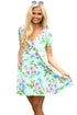 Sexy Light Green Pocket Design Summer Floral Shirt Dress